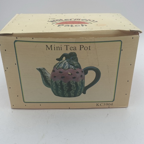 VTG  Cracker Barrel mini Watermelon ceramic Teapot w/ box - Picture 8 of 12